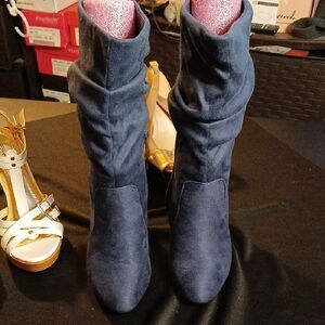Shoe Dazzle Navy Heeled Boots